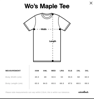 Women Maple Tee printed frt + back (Wodonga Pickleball)