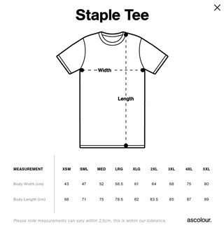 Staple Tee printed frt + back (Wodonga Pickleball)