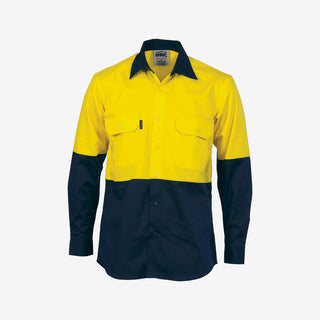 Men's Two Tone HiVis Cool Breeze Cotton LS Work Shirt