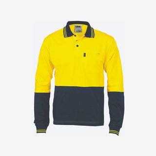 Men's HiVis Cotton Jersey LS Work Polo