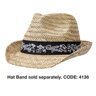 Straw Fedora w/ custom print (1/s)