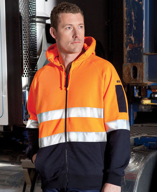 JB's Hi Vis D+N Full Zip Fleecy Hoodie - Lime/Navy Back
