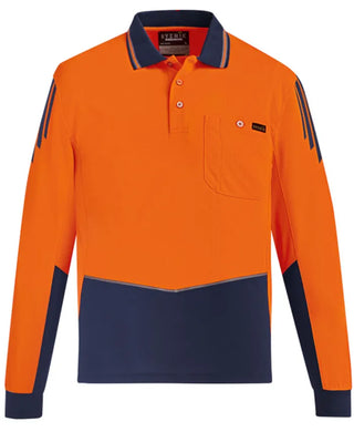 Mens Hi Vis Flux Long Sleeve Polo