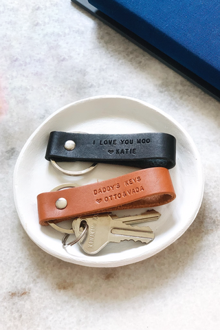 Personalised leather keyring for dad