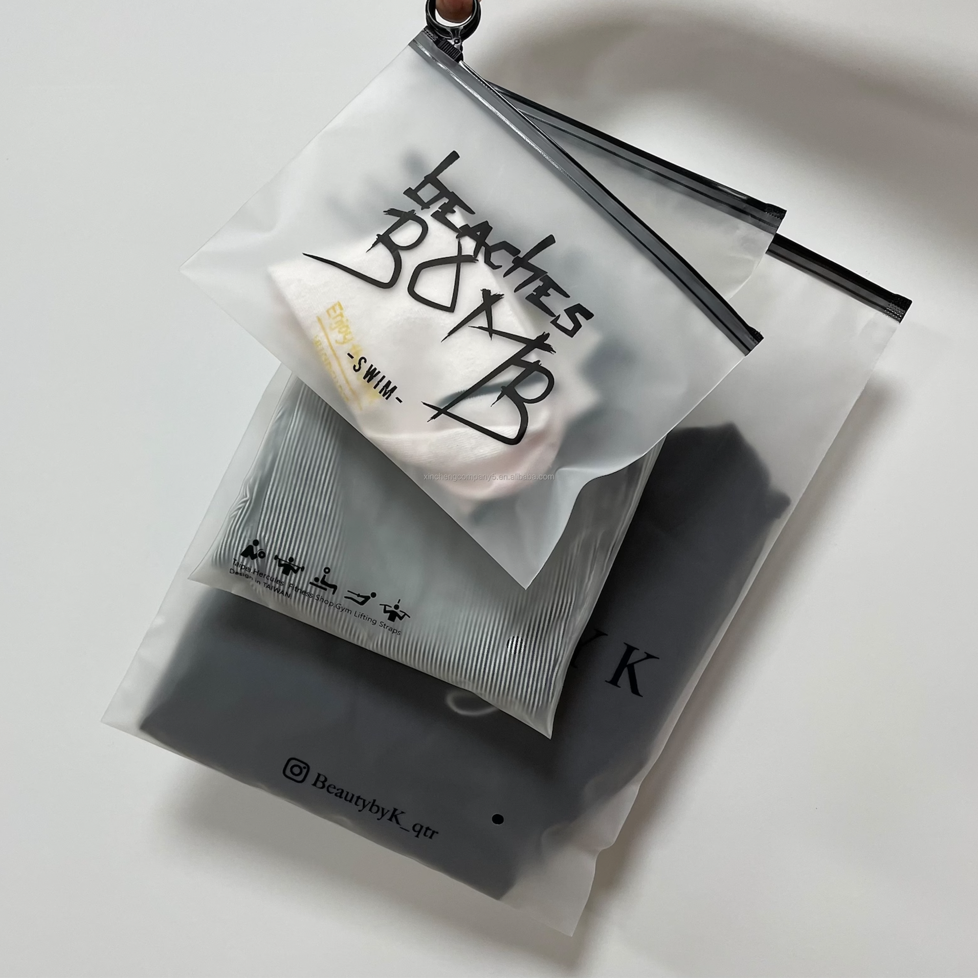 Branded Frosted Zip Lock Bags 20x30cm 500x MERCHLAB